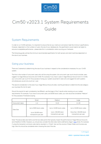 Cim50 - Stock Control Software for Manufacturing