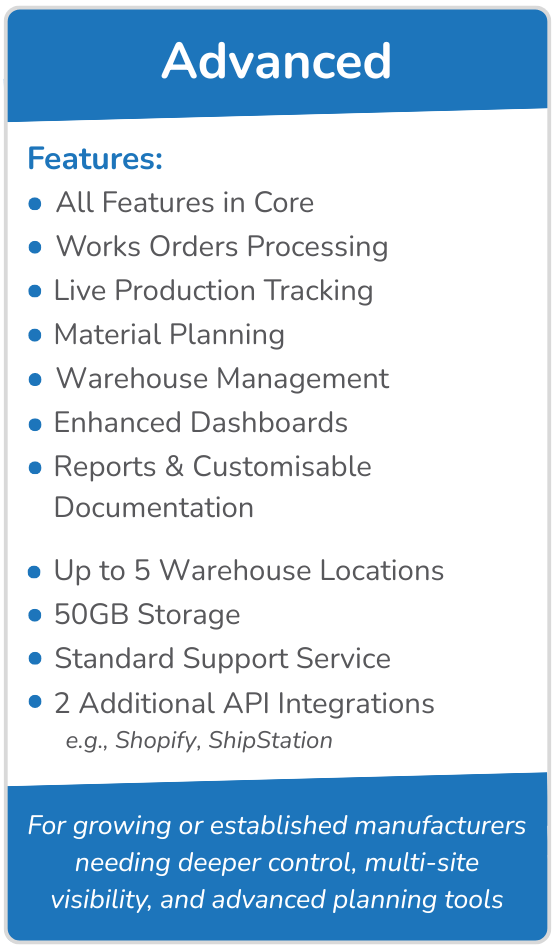 Cim360.cloud Advanced tier features in a blue frame.